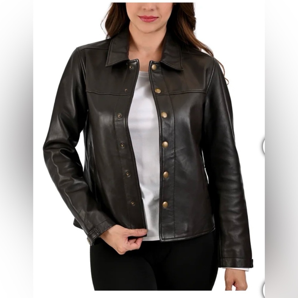 FRYE - Women's Leather Jacket - Brown - Size S